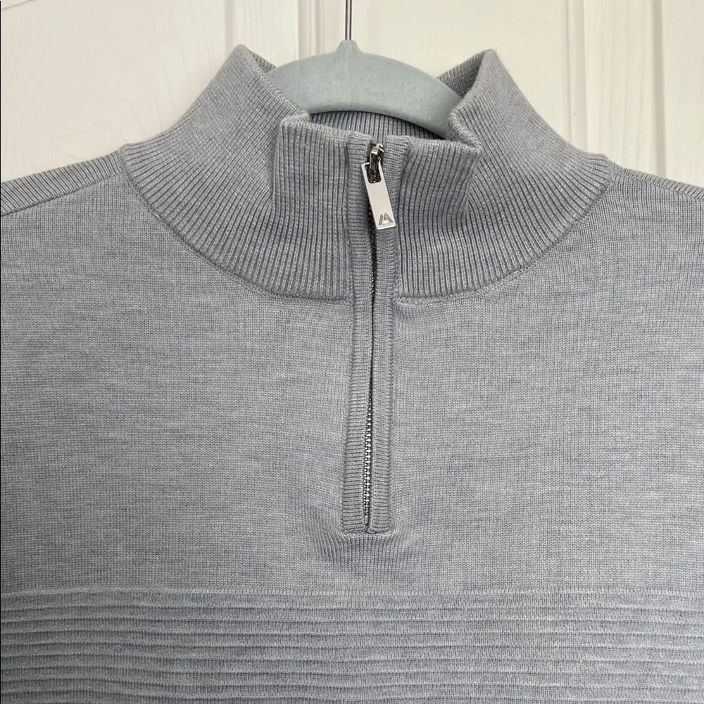 Men's Light Gray Zip-Up Sweater by - Picture 6 of 8